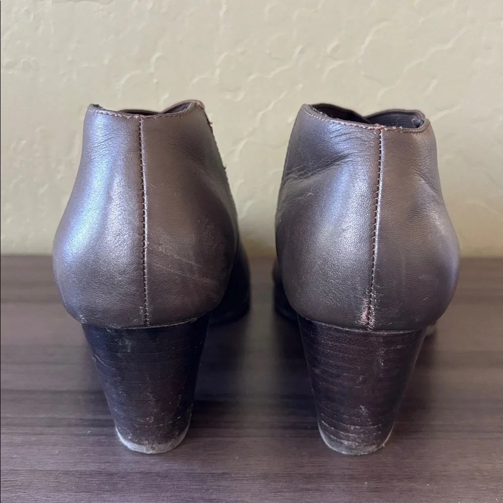 Vionic 326 Point Brown Leather‎ Block Heel Slip On Ankle Boot Orthaheel Size 8.5